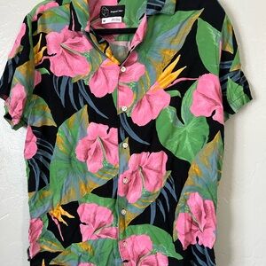 Original Use Floral Men's Shirt - Black, Pink, Green
